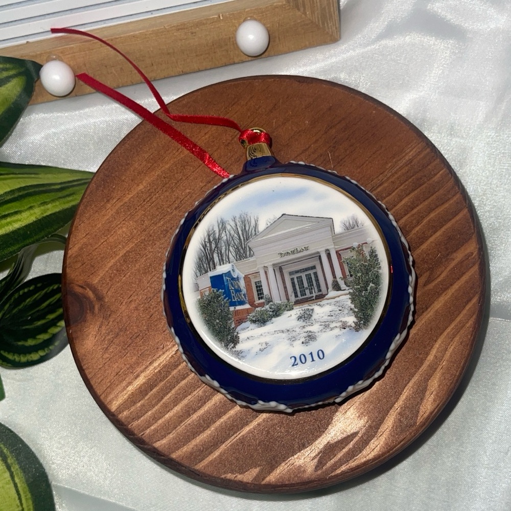 2010 TowneBank Collectible Christmas Ornament | Blue Porcelain Holiday Decor - Picture 2 of 2